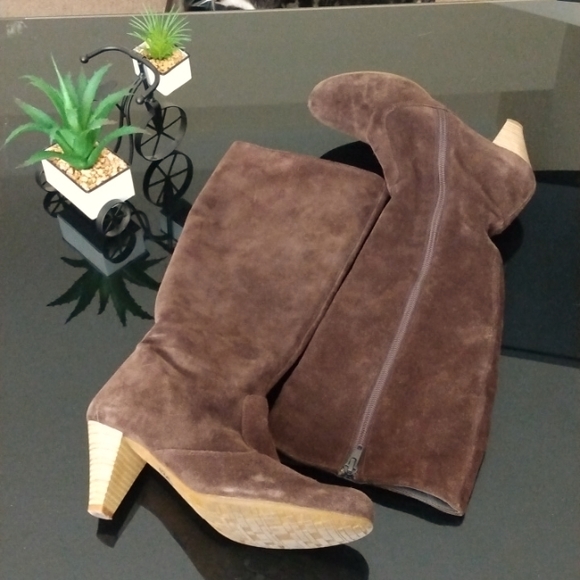 Zara tall zipper Faux suede like boots size 37 - Picture 2 of 4